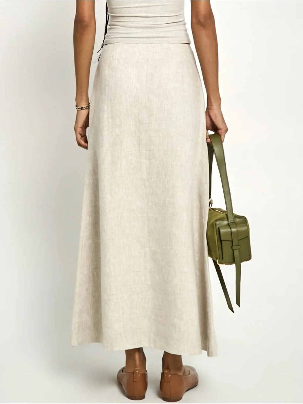 Few Moda O.P.T Classic Button-Front Linen Maxi Skirt in Natural - Picture 2 of 4